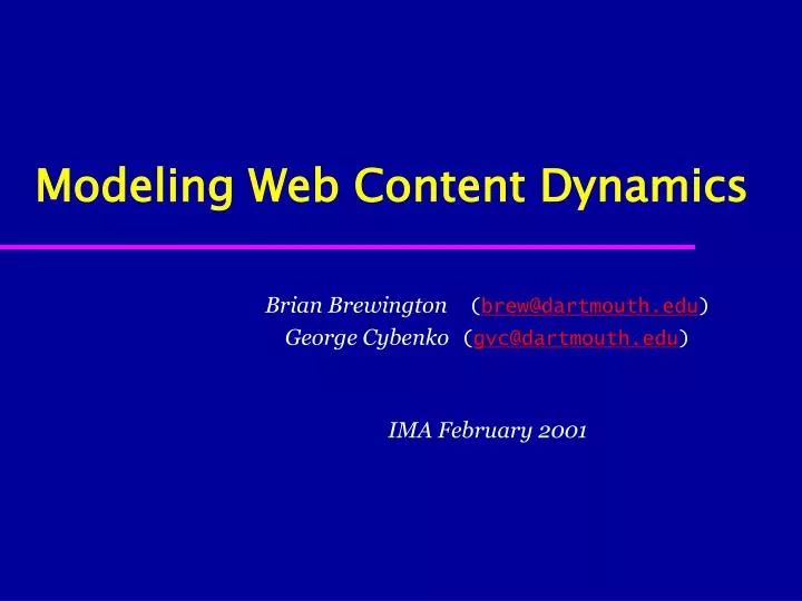 modeling web content dynamics n.