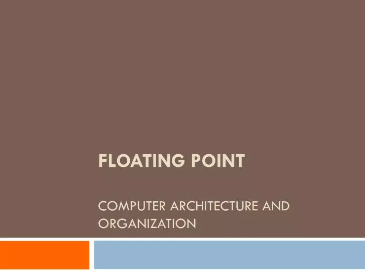 floating point computer architecture and organization n.