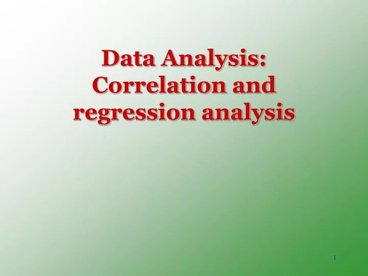 data analysis correlation and regression analysis n.