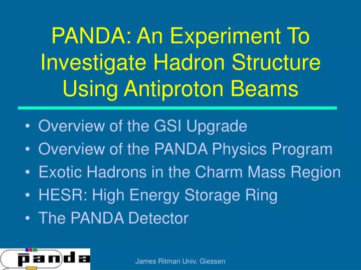 panda an experiment to investigate hadron structure using antiproton beams n.