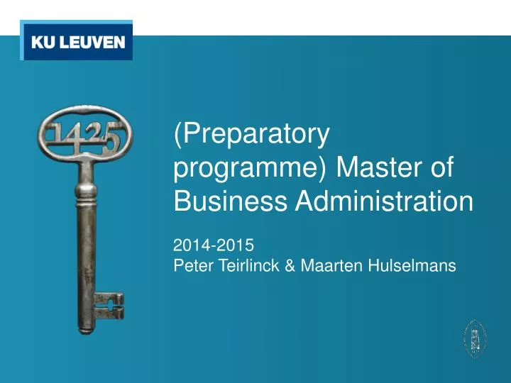 preparatory programme master of business administration n.