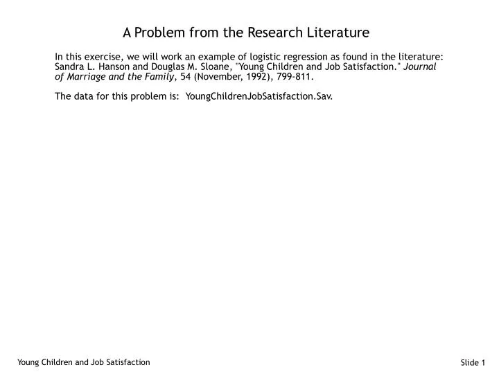 a problem from the research literature n.