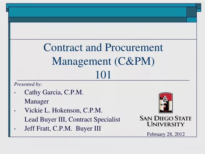 contract and procurement management c pm 101 n.