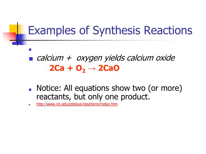 an example of synthesis reaction an example of synthesis reaction