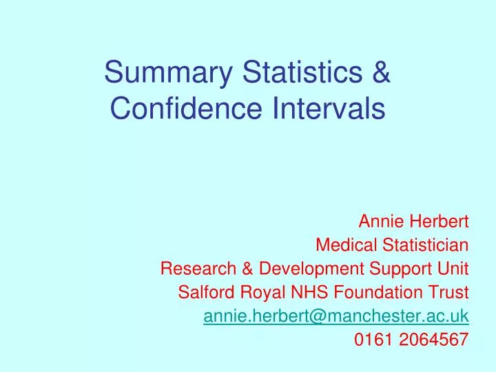 summary statistics confidence intervals n.