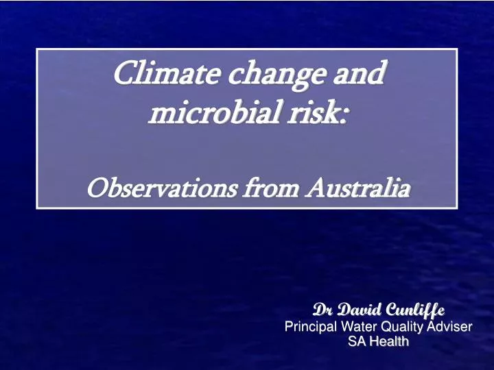 climate change and microbial risk observations from australia n.