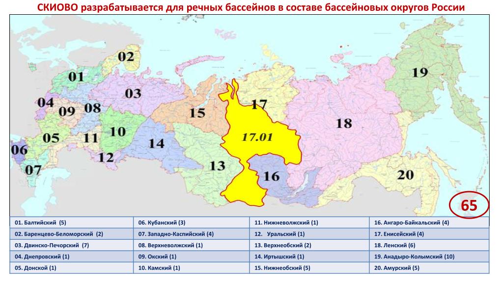 Карта бассейнов рек