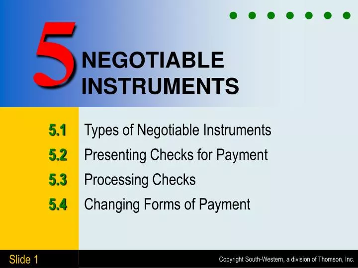 negotiable instruments n.