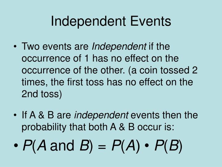 Determine whether two events are independent