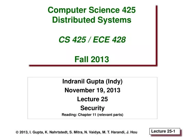 computer science 425 distributed systems cs 425 ece 428 fall 2013 n.