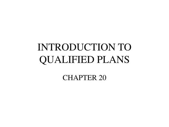 introduction to qualified plans n.