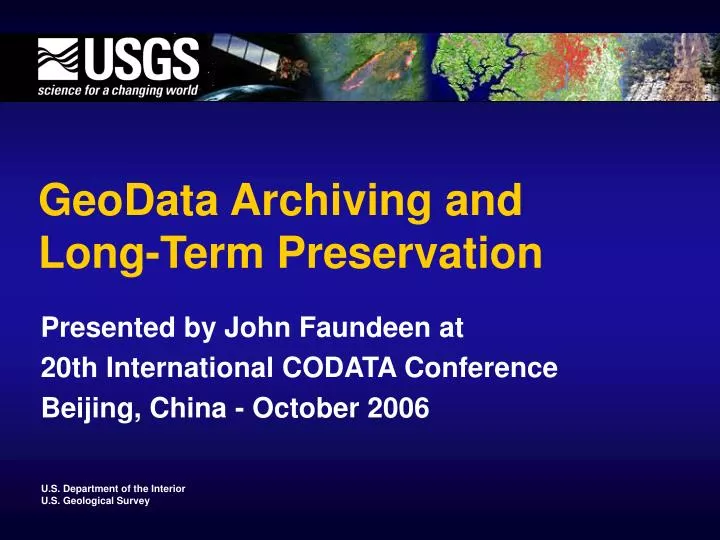geodata archiving and long term preservation n.