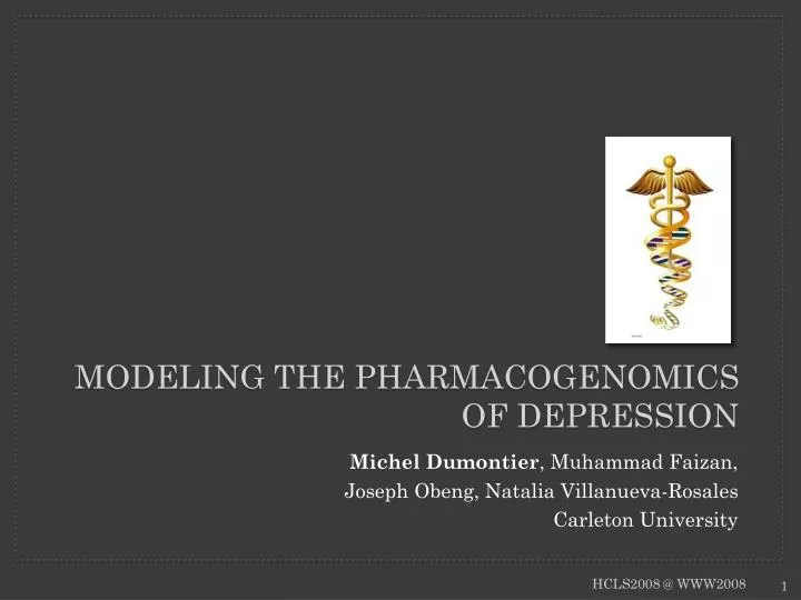 modeling the pharmacogenomics of depression n.