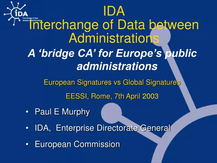 ida interchange of data between administrations n.