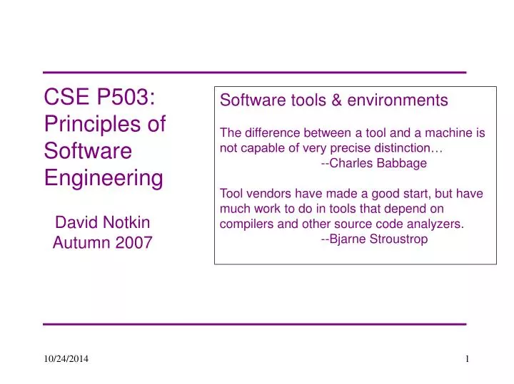 cse p503 principles of software engineering n.