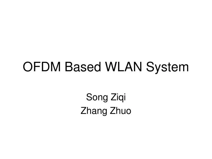 ofdm based wlan system n.