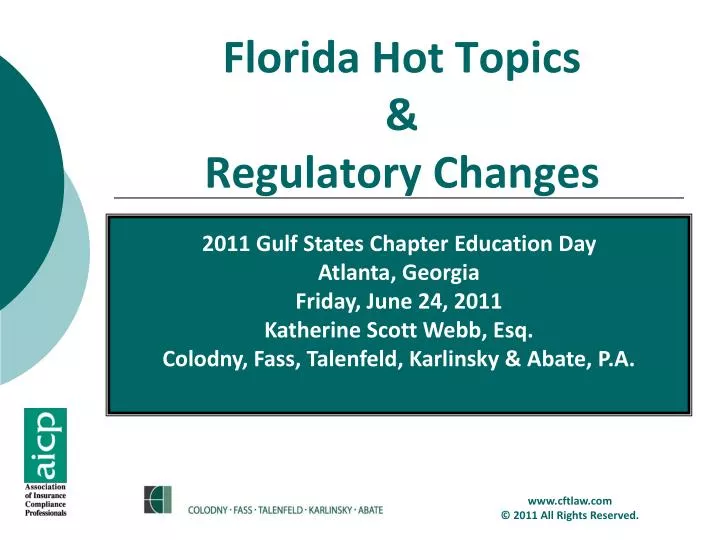 florida hot topics regulatory changes n.