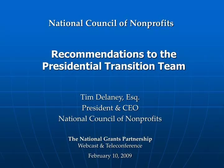 PPT to the Presidential Transition Team PowerPoint