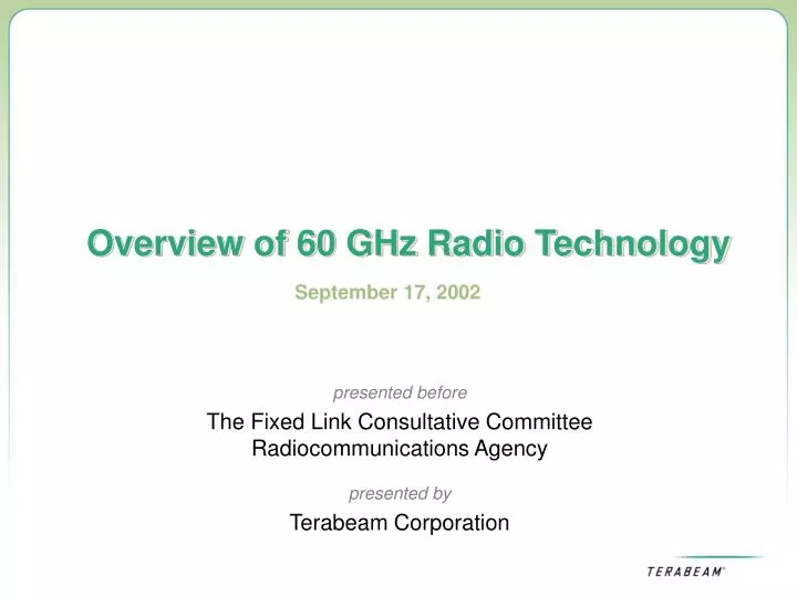 overview of 60 ghz radio technology n.