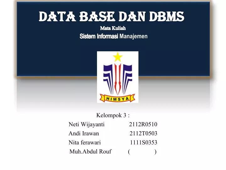 data base dan dbms mata kuliah sistem informasi manajemen n.