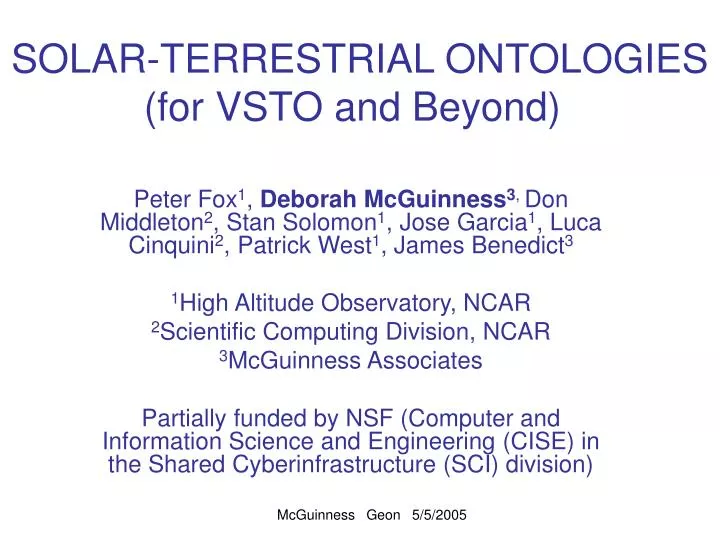 solar terrestrial ontologies for vsto and beyond n.