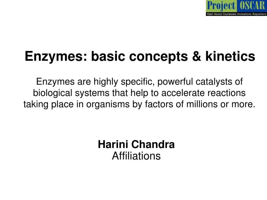 PPT - Enzymes: basic concepts & kinetics PowerPoint Presentation, free  download - ID:5818454