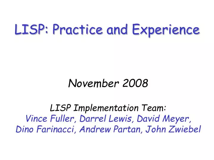 lisp practice and experience n.