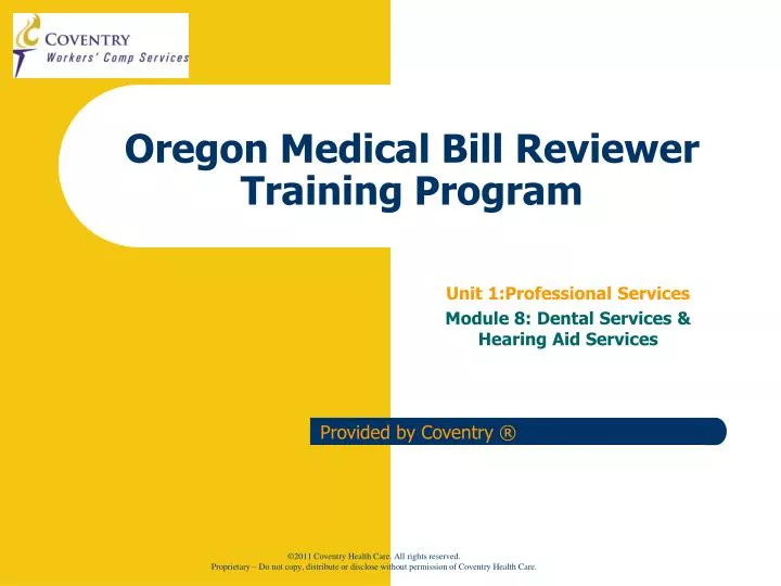 oregon medical bill reviewer training program n.