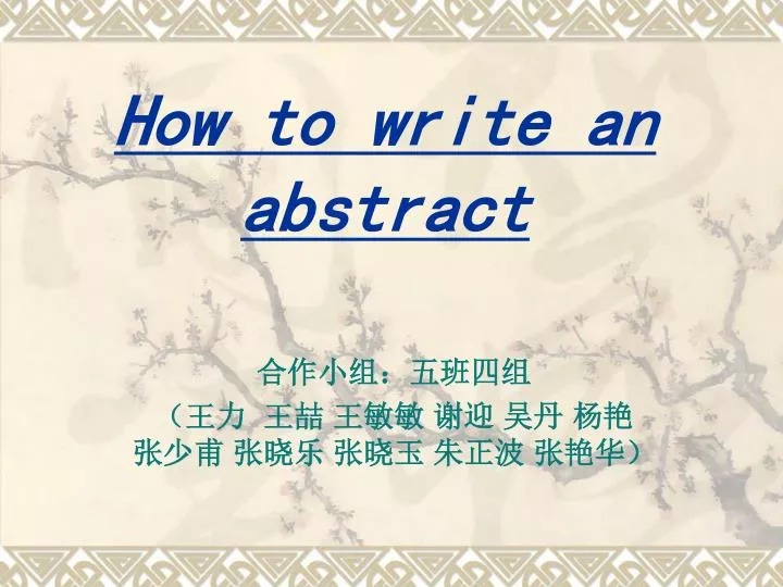how to write an abstract n.