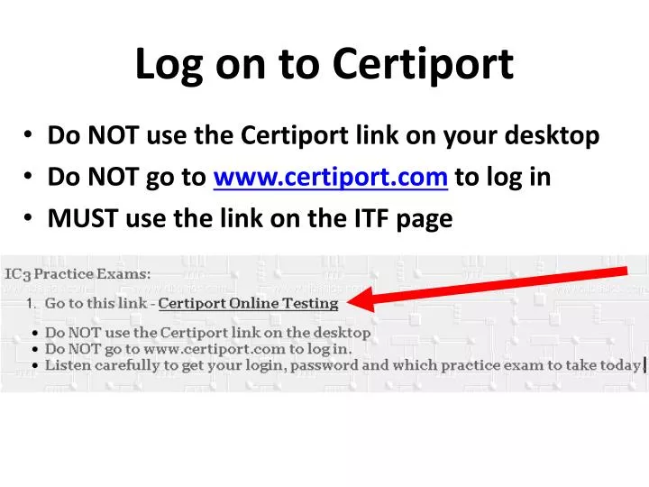 log on to certiport n.