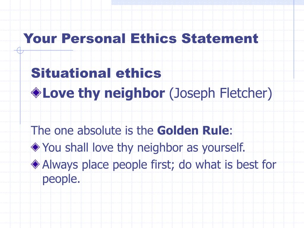 personal statement of ethics examples