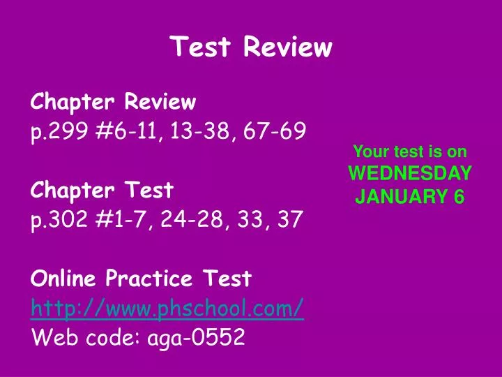 test review n.