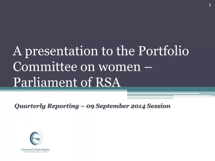 a presentation to the portfolio committee on women parliament of rsa n.