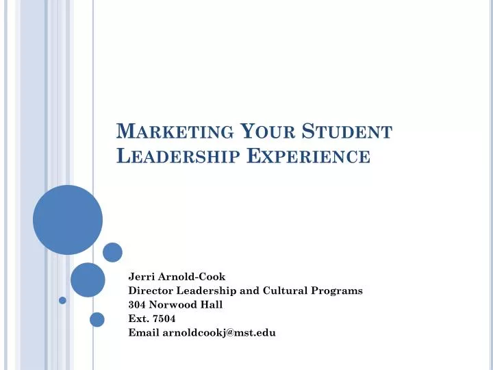 marketing your student leadership experience n.