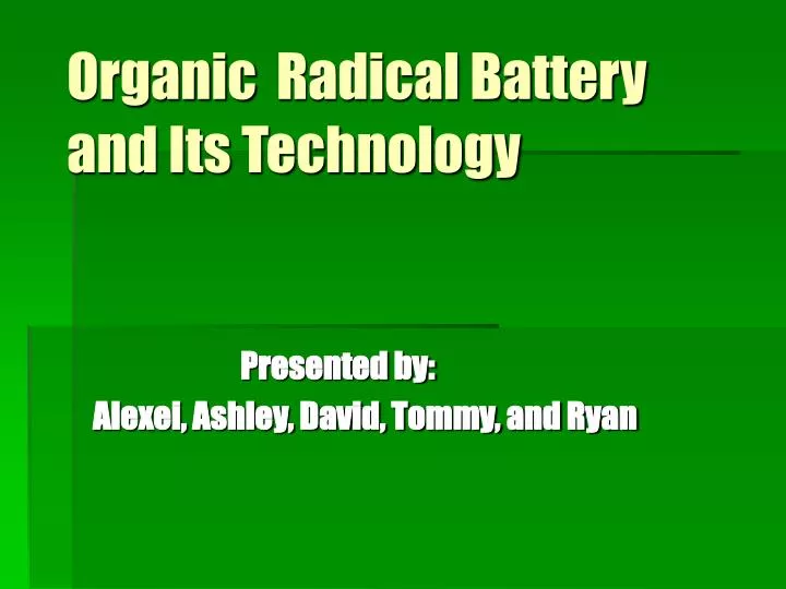 organic radical battery and its technology n.