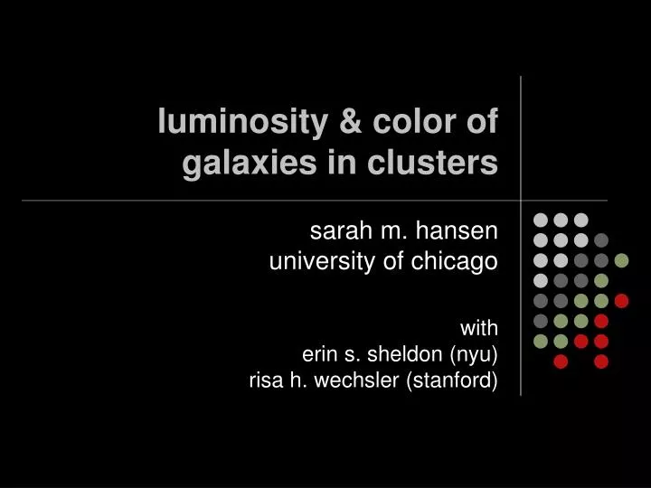 luminosity color of galaxies in clusters n.