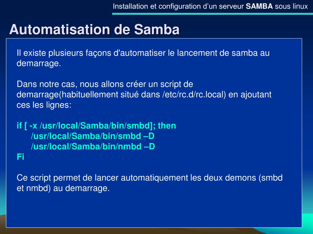 PPT - Installation et configuration d'un serveur SAMBA sous linux Red Hat  PowerPoint Presentation - ID:5822571