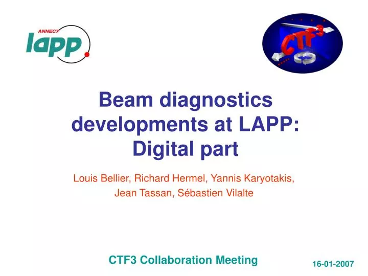 beam diagnostics developments at lapp digital part n.