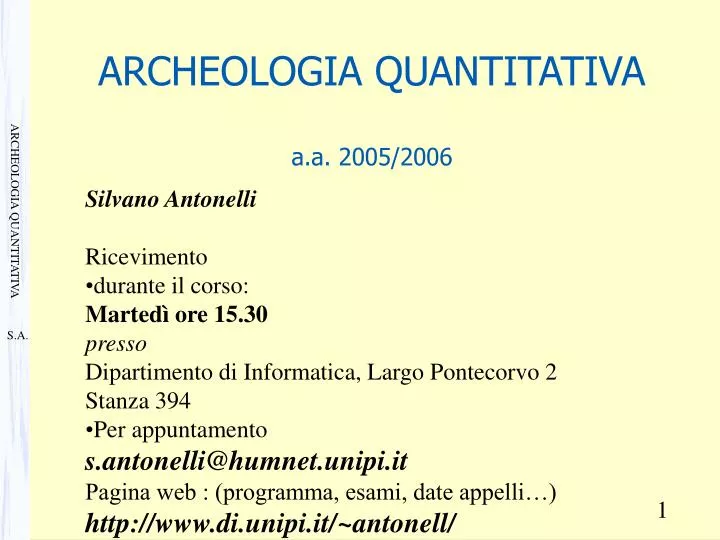 archeologia quantitativa a a 2005 2006 n.