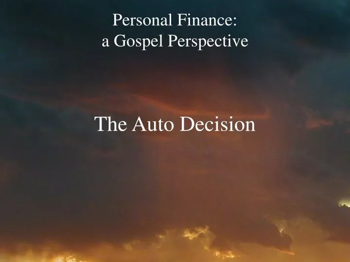 personal finance a gospel perspective n.