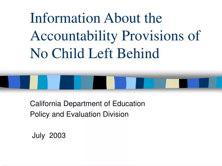 information about the accountability provisions of no child left behind n.