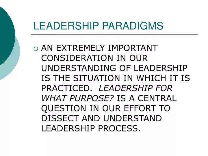 leadership paradigms n.