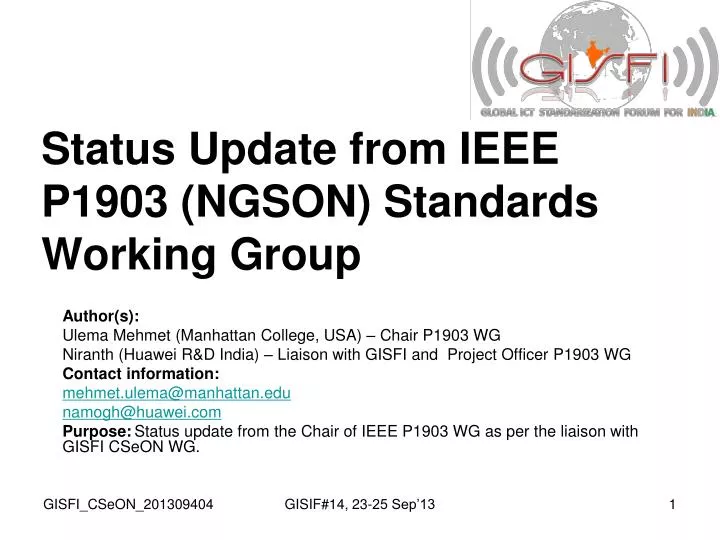status update from ieee p1903 ngson standards working group n.