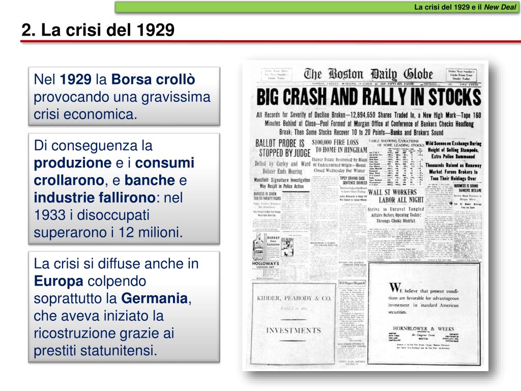 Crisi Del 29 E New Deal PPT - La crisi del 1929 e il New Deal PowerPoint Presentation, free