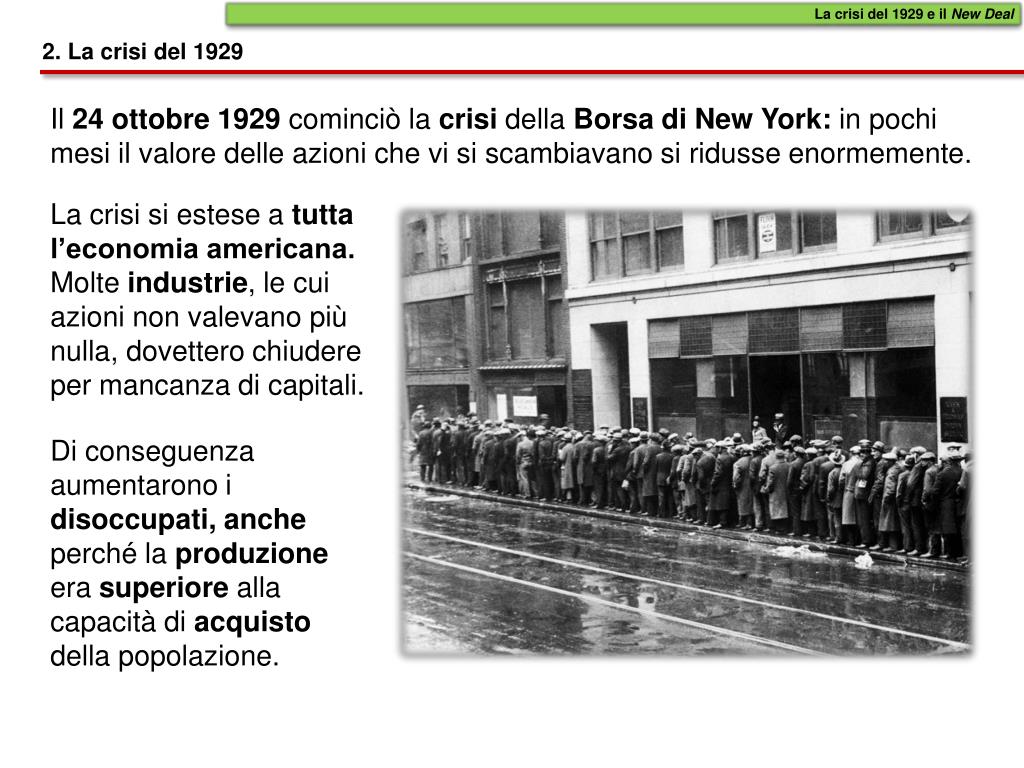 Crisi Del 29 E New Deal
