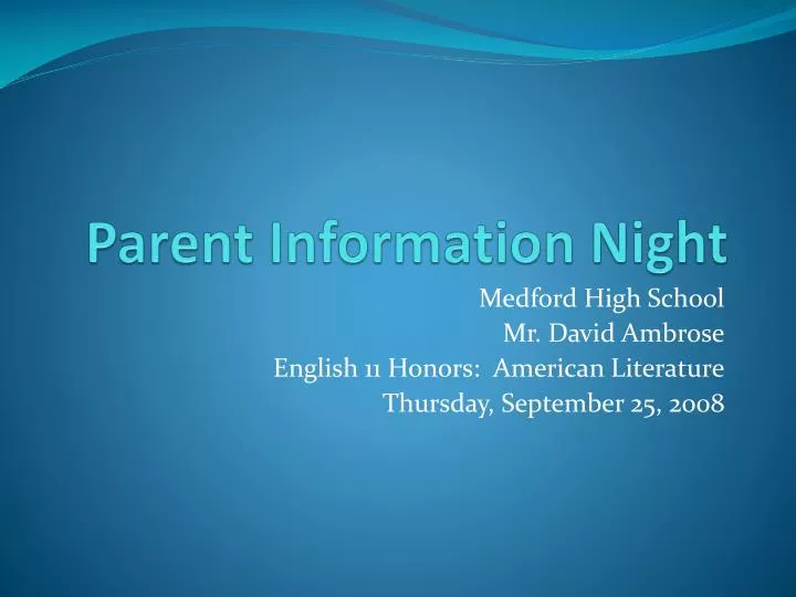 parent information night n.