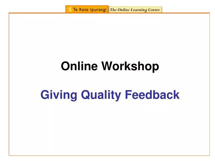 online workshop giving quality feedback n.