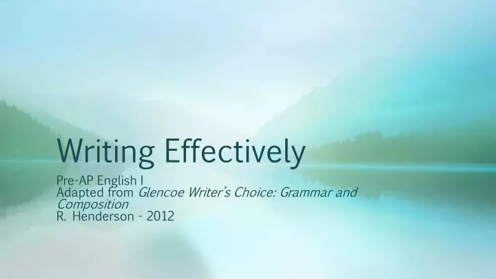 writing effectively n.