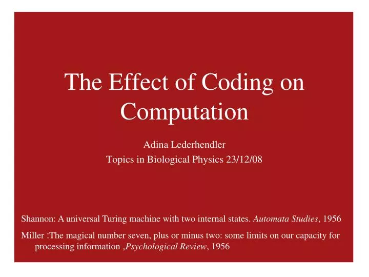 the effect of coding on computation n.