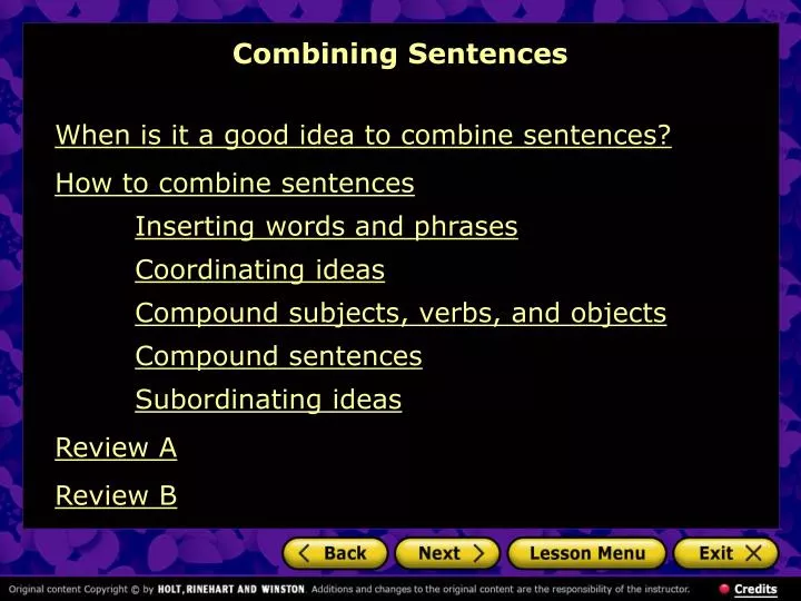 combining sentences n.